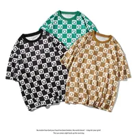 Short Sleeve Women Men Fashion Tee Shirt Couple Multicolor Round Neck Plaid Summer T-shirt Clothes