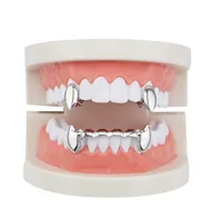 Hip Hop Liscio Grillz Real Placcato oro Griglie dentali Vampiro Tiger Denti Rappers Body Jewelry Four Colors Golden Sil Sqczlg LuckyHat