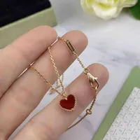 Fanjia small red heart necklace female S925 sier love natural red agate double-sided heart-shaped clavicle chain