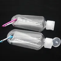 Bottiglia di spruzzo di alcool vuoto 50ml con tasto anello gancio trasparente in plastica trasparente bottiglie di disinfettante per viaggi