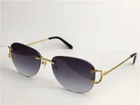 Vendita all'ingrosso Outdoor Fashion Sunglasses 0102 Cornice rotonda frameless retrò Avant-garde Design UV400 Colore leggero Eyewear decorativo