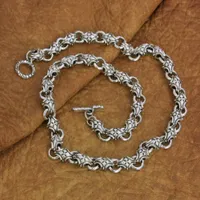 925 Sterling Silver Cross Necklace Mens Biker Rock Punk Link Chain Ta226n