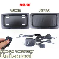 2XCar Hide Hidden Away Shutter Cover Up Electric Stealth USA License Plate Frame Holder w/ Remote Control