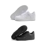 Klasyczne 1 Designer Buty Low One Mens Womens Leather Casual Shoes 07 White Black Flats Sneakers Rozmiar 36-45 Force1 Airforce1s