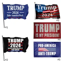 3 * 5 pies 2024 Trump Flag 90 * 150cm EE. UU. Material de poliéster de la bandera de las elecciones presidenciales Trump 2024 Flags 5 Estilo gratis DHL Ship HH21-56