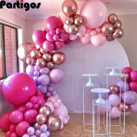 Rosa cromata in oro rosa palloncino arco ghirlanda Birthyyday baby shower fest background decorazione globo per bambini giocattoli 220217