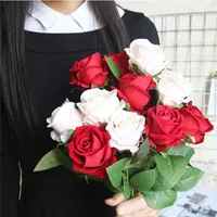 장미 인공 꽃 DIY 빨간색 흰색 장미 실크 가짜 꽃 파티 홈 웨딩 테이블 장식 발렌타인 데이 선물 11 색 YG486
