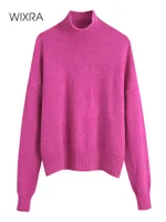 Wixra Soft Sweaters 단단한 하프 하이 칼라 풀오버 여성 두꺼운 따뜻한 니트 가을 겨울 여성 streetwear 상위 220216