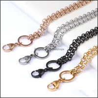 Cadeias colares pingentes jóias por atacado 24 polegadas (60cm) 316L aço inoxidável 4.0mm cadeia Rolo para medalhão de flutuação / pingente Drop Delive