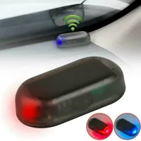 자동차 태양 전원 시뮬레이션 더미 알람 경고 도난 방지 USB 충전기 LED 깜박이는 보안 라이트 가짜 램프 블루 + 레드