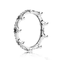 Fábrica al por mayor 25 anillo de ley Corona encantada de plata con cz claro y negro CZ Ajuste de la joyería de la joyería amantes de la boda anillo de moda para las mujeres