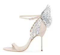 Livre senhoras couro saltos altos casamento sandálias fivela rosa borboleta sólida ornamentos Sophia webster sapatos nu oco out