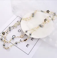 Damen Lange Perlenkette Anhänger Wilde doppelseitige Tropfglasur Camellia Dekorative Kette Anhänger GD1149