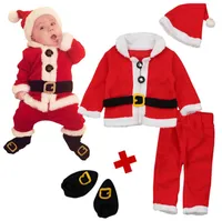 Roupas de Natal infantil; Adequado para meninos e meninas de manga longa; Papel jogando a roupa de Papai Noel; roupa de bebê linda; x1019