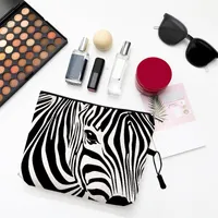 Waterbestendige Makeup Bag Zebra Streep Bruin Roze Leopard Print Linnen Cosmetische Organisator Vrouwen Beauty Travel S 220218