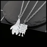 Chains Fashion Friends Love Couple Pendant Necklace 2 Pcs  Set Cartoon Character Good Friendship Jewelry Gift