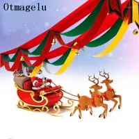 Christmas Decorations Decor Banner Three-layer Wave Pull Flag Year Party Santa Parachute Drop Flags Pendant Ornaments1