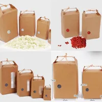 Rice Paper Bag Gift Wrap Thee Verpakking Karton Bruiloften Kraft Papers Tassen Voedselopslag Standing Packing 249 J2