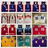 Authentic Stitched Mitchell and Ness 1996 Basketball Jerseys 2003 2004 2009 All Tracy Star 1 McGrady Vince 15 Carter Retro Hardwoods Allen 3 Iverson Jersey