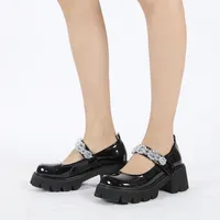 Chaussures de robe Femmes Creepers 2022 Pu Mary Jane Cosplay Appartements Plateforme Goth Ankle Strap Dames Student Mocassins JK Girls Punk