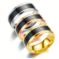 Cluster Rings Koaem Fashion Smart Sensor Body Temperature Ring Stainless Steel Display Real-Time Test Finger