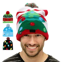 5スタイルLEDライトニットクリスマス帽子ユニセックス大人の子供新年クリスマス輝き点滅編みクリチェット帽子パーティー支援DHL