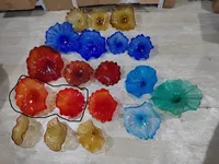 Blumenförmige Platten Hand geblasene Glaswandplatten Lampen Maßgeschneiderte Murano-Kunst