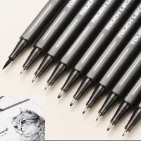 Penna dell'ago impermeabile dipinta a mano da 1pc per la progettazione dell'animazione 0.05 0.1 0.2 0.3 0.4 0.5 Tipo del pennello Black Fineliner Sketching Manga Penna da disegno