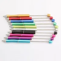 ABD Sıcak Satıcı El Yapımı Atölye Renkli Bir Boncuk Ekle Boncuklu Kalemler Promosyon DIY Büküm Topu Kalem Sağlam Tam Metal Boncuklu DIY Kalemler LX3795