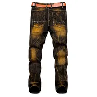 Nakne Patchword erkekler için yırtılmış kot pantolon erkek kot kot sıska itme boyutu 40 42 işlemeli tasarımcı yüksek kalite289q