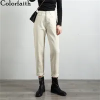 Colorfaith New 2020 Mulheres Primavera Calças de Jeans Casual EmpirErsers Soltos Denim Moda Calças de Comprimento do tornozelo LJ200819