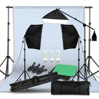 Freeshipping Photo Studio LED SoftBox Lighting Kit Boom Arm Bakgrundsstöd Stå 3 Färg Grön bakgrund för fotografering av videoklipp