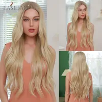 Top Closures EASIHAIR Ombre Honey Blonde Long Wavy Lace Front For Women Middle Part Heat Resistant Synthetic Cosplay Daily Party