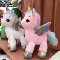 40 cm Dev Fantastik Unicorn Peluş Oyuncak Gökkuşağı Parlayan Kanatları Dolması Unicornio Bebek Oyuncakları Kız Için Benzersiz Boynuz Noel Hediye Çocuğu Için 2.9