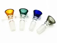 QBsomk5mm thick glass bong slides with handle bowl funnel Male hourglass colorful 14mm Smoking accessories Water Pipe bongs 18mm bowls heady