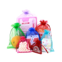 Wholesale cordón de bolsa de organza bolsa de regalo envoltura regalos bolsas bolsas de joyería bolsa de caramelo paquete de caramelo presente presente colores multi