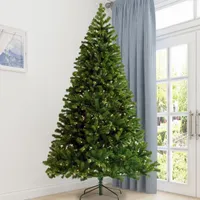 Amerikaanse voorraad 3-5 dagen levering voorverlichte kerstboom 7,5FT kunstmatige scharnierende kerstboom met 400 pre-strege led-verlichting opvouwbare stand