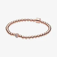 100% 925 sterling silver rosa oro perline perline Pavy bracciale moda moda gioielli di fidanzamento accessori per le donne regalo