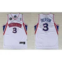 New Men&#039;s #3 Allen Iverson White Retro Mesh 10th Anniversary Embroidery Basketball Jerseys Jersey