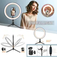 2021 Oświetlenie telefonu komórkowego Akcesoria Akcesoria Statyw Bracket Desktop Dimmable 10 Cal Lights Fill Lights LED Makijaż Light Selfie Ring