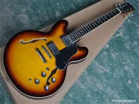 Top Qualität Vintage Burst F-Loch Halbhohlkörper P90 Pick-up Jazz Electric Guitar 141110 Angebot angeboten