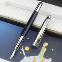 Mode Högkvalitativ Prince Rollerball Pen / Ballpoint / Fountain Pen Dark Blue Resin Silver Clip Engrave med nummer Ny ny