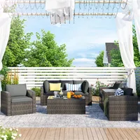 US STOCK U_STYLE Patio Furniture Sets 7-Piece Wicker Sofa set Cushions Chairs a Loveseat a Table and Storage Box a47