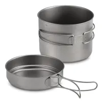 Titanium Pan Pot Set Titanium Bowl Super Leggero Camping Cookware Set da tavola cucina all'aperto strumento con manico pieghevole C1108