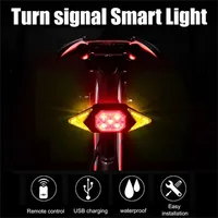 Waterproof USB Rechargeable Bike Rear Lamp Smart Remote Control Bicycle Turning Signal Light Wireless LED Warning Taillight 220118