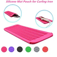Multi-function Hair Straightener Tools Non-slip Resistant Silicone Mat Pouch For Curling Iron Wand Crimping Iron Flat Heat Holder