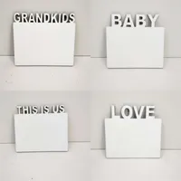 Woods Square Picture Board Sublimation Blanks Photos Frames DIY Art Ornament Frame Families White Baby Lettering 180*150*5mm 8 6bd G2