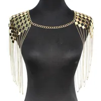 Chains Punk Metal Statement Necklaces Women Collar Shoulder Long Chain Pendants Sexy Body Jewelry Accessories UKMOC