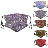 Sequin Printed Bling Mouth Mask Face Veil Decoration Club Mask Bling Bling Gold Glitter Face Dust Cover Party Mask Health Care Ite296f