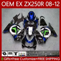 Injeção de OEM para Kawasaki Ninja Ex ZX 250R Ex250 ZX250 R Blue Black 2008-2012 81no.163 EX-250 ZX250R EX250R 2009 2009 2011 2012 2012 ZX-250R 08 09 10 11 12 bodys